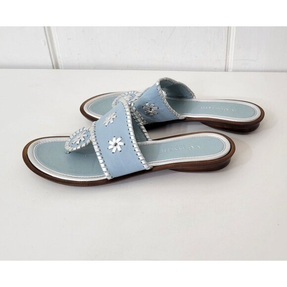 A. Giannetti Light Blue Leather Thong Sandals Made in Italy Women's Size 10 - Picture 3 of 8